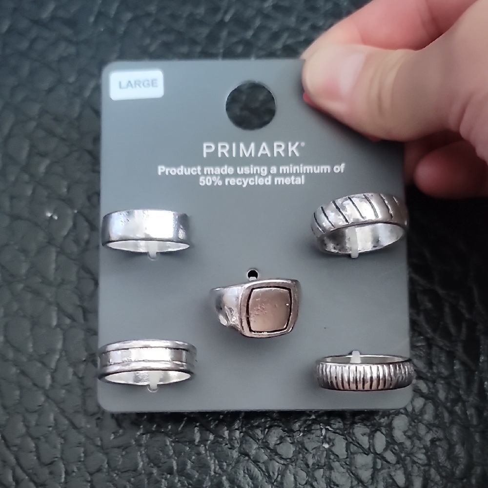 Primark Large Metallic Ring Collection - Set of 5